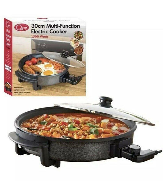 Quest 30cm Multi-Function Electric Cooker Pan with Lid, 1500 W- 35410